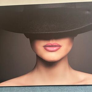 Chic Black Hat Wall Art Beautiful Woman